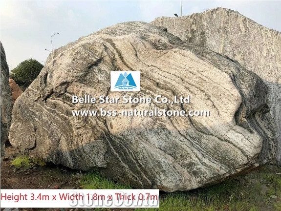 Granite Landscaping Boulders with Curved Words,Stone Gate Boulders