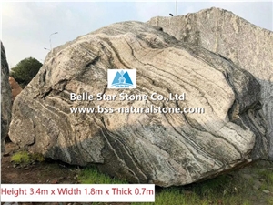 Granite Landscaping Boulders with Curved Words,Stone Gate Boulders