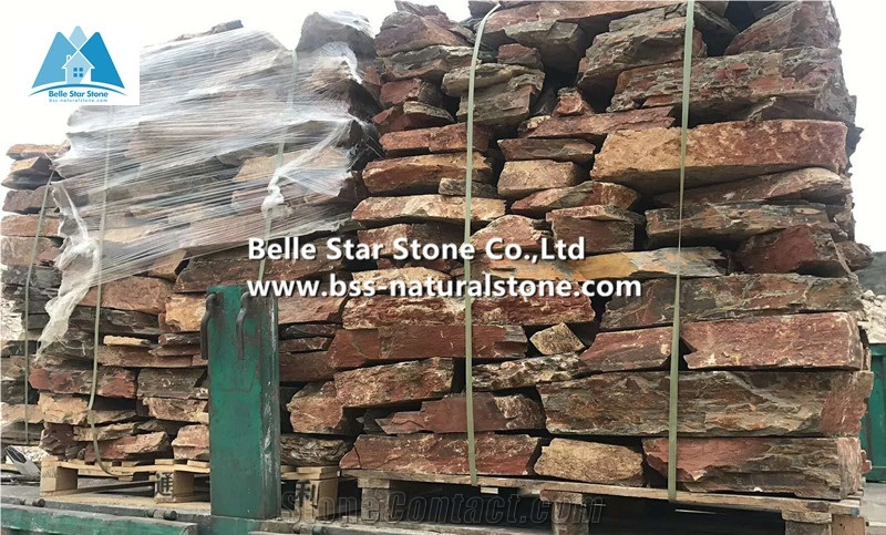 Multicolor Slate Retaining Wall,Random Flagstone Wall,Crazy Stone Paver