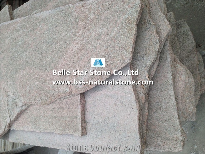 Pink Quartzite Tumbled Irregular Random Flagstones Pavers,Crazy Stone