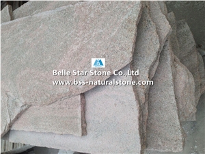 Pink Quartzite Tumbled Irregular Random Flagstones Pavers,Crazy Stone