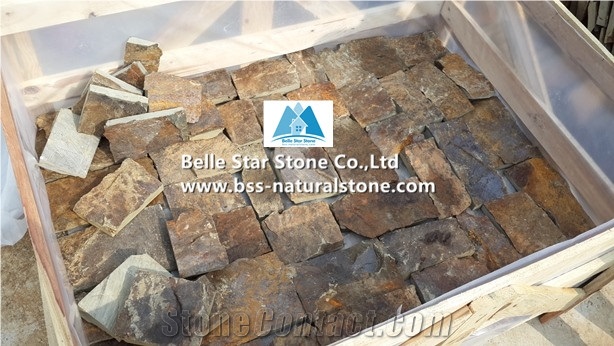 Rust Brown Limestone Ashlar Stone Veneer,Loose Split Face Ledge Stone