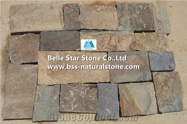 Rust Brown Limestone Ashlar Stone Veneer,Loose Split Face Ledge Stone