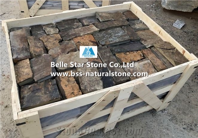 Rust Brown Limestone Ashlar Stone Veneer,Loose Split Face Ledge Stone