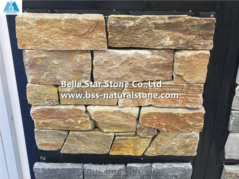Rustic Quartzite Ashlar Stone Veneer,Stacked Stone Rock Wall Cladding