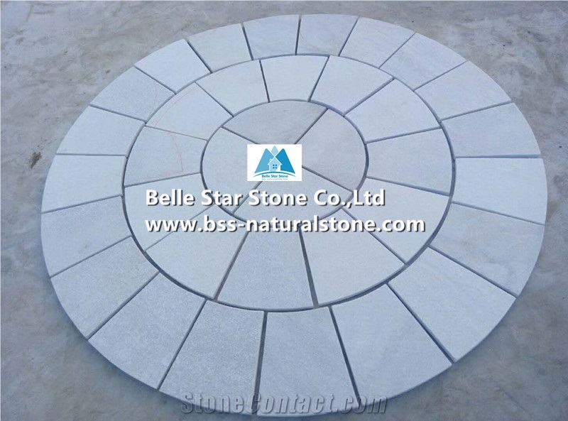 White Quartzite Circle,Plaza Walkway Pavers,Patio Paving Set,Pavement