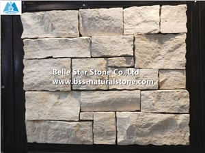 White Wooden Grain Marble Ashlar Stone Veneer,Culture Ledger Stone