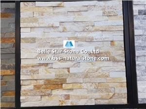 Yellow Quartzite Stacked Stone Cladding,Culture Ledge Stone Panels