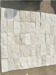 Natural White Off White Quartzite Wall Tiles Split Face