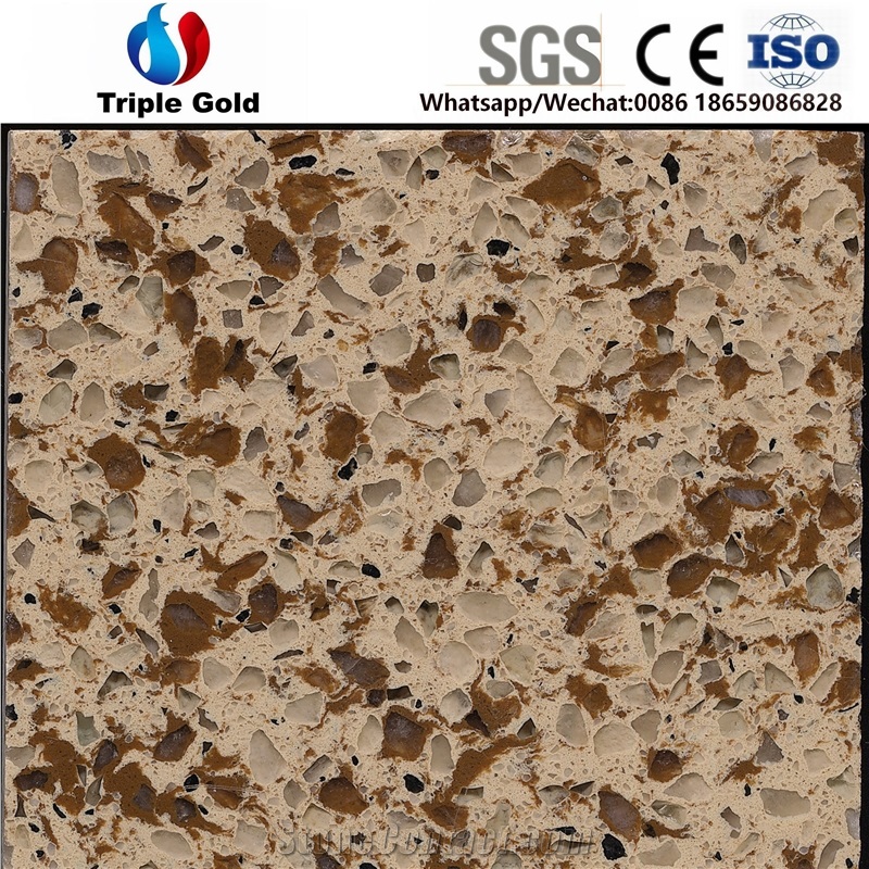 Artificial Golden Autumn Quartz Engineered Slabs,Tiles for Countertop