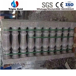 Red Granite Balustrade,Handcraft Stair Railings and Handrails