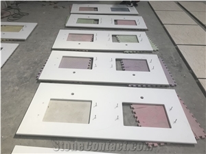 Quartz Bathroom Countertop Finished by Cnc from Fujian Very Good Price Quartz Bathroom Countertop Finished by Cnc from Fujian Very Good Price
