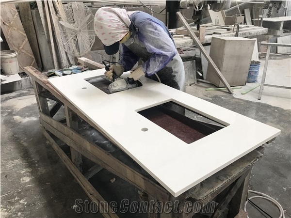 Quartz Bathroom Countertop Finished by Cnc from Fujian Very Good Price