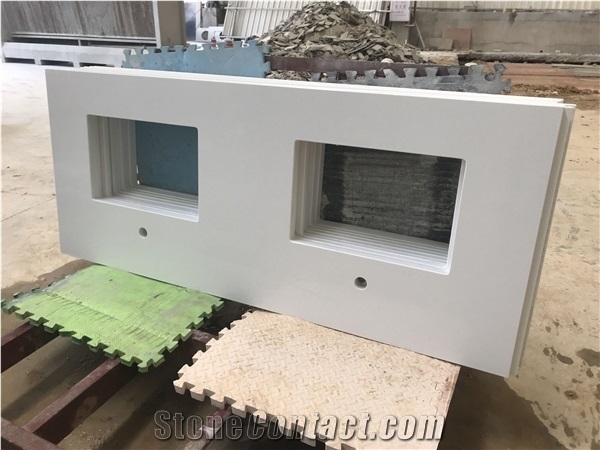 Quartz Bathroom Countertop Finished by Cnc from Fujian Very Good Price