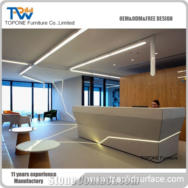 Acrylic Solid Surface Reception Desk Elegant Beautiful Design
