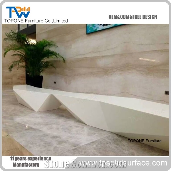 Acrylic Solid Surface Reception Desk Elegant Beautiful Design