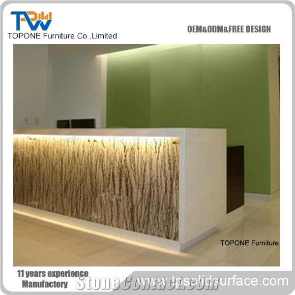 Acrylic Solid Surface Reception Desk Elegant Beautiful Design