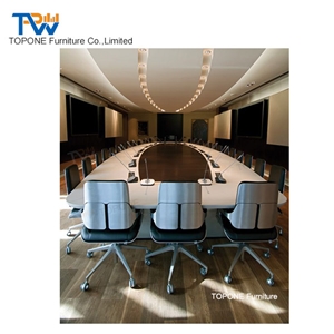 Customized Quartz Surface Calacatta White Conference Table Tops Design