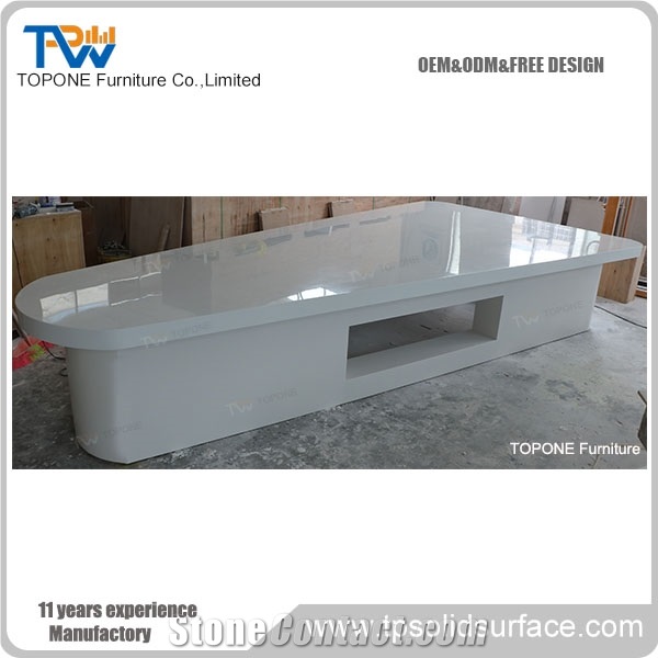 Customized Quartz Surface Calacatta White Conference Table Tops Design