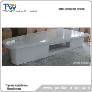 Customized Quartz Surface Calacatta White Conference Table Tops Design