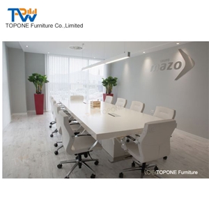 Customized Quartz Surface Calacatta White Conference Table Tops Design