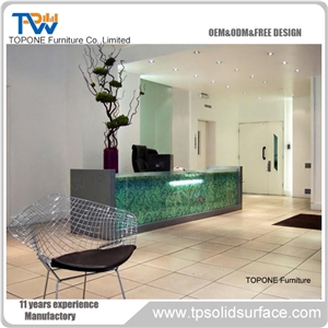 Modern Design Solid Surface Quartz Stone Curved Reception Desk