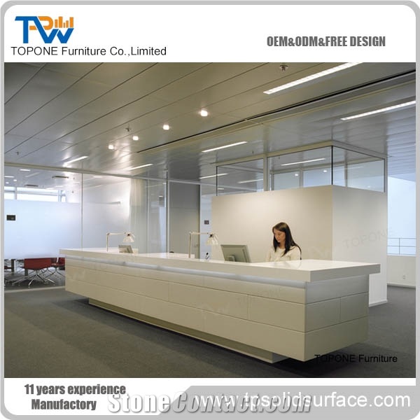 Modern Design Solid Surface Quartz Stone Curved Reception Desk