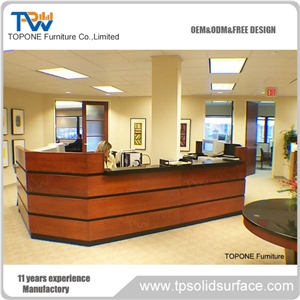 Modern Design Solid Surface Quartz Stone Curved Reception Desk