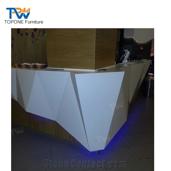 Topone Furniture White Diamond Design Modern Marble Stone Bar Counter