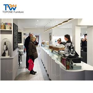 Topone Furniture White Diamond Design Modern Marble Stone Bar Counter