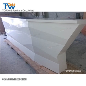 Topone Furniture White Diamond Design Modern Marble Stone Bar Counter
