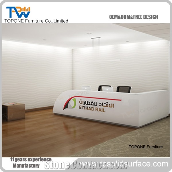 White Artificial Marble Reception Counter Display Tabletop