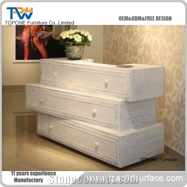 White Artificial Marble Reception Counter Display Tabletop