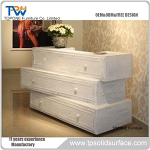 White Artificial Marble Reception Counter Display Tabletop
