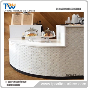 White Artificial Marble Reception Counter Display Tabletop