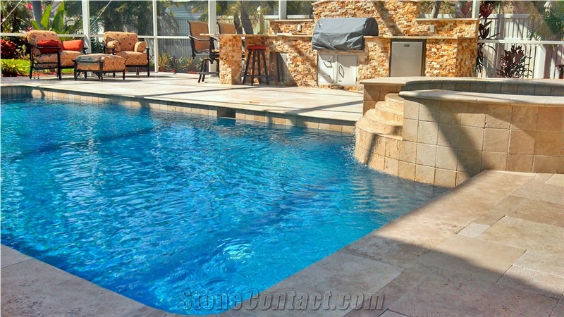 Walnut Travertine Pool Coping