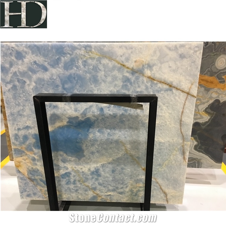 Blue Natural Onyx Stone Top Big Size Blue Onyx Slab for Background
