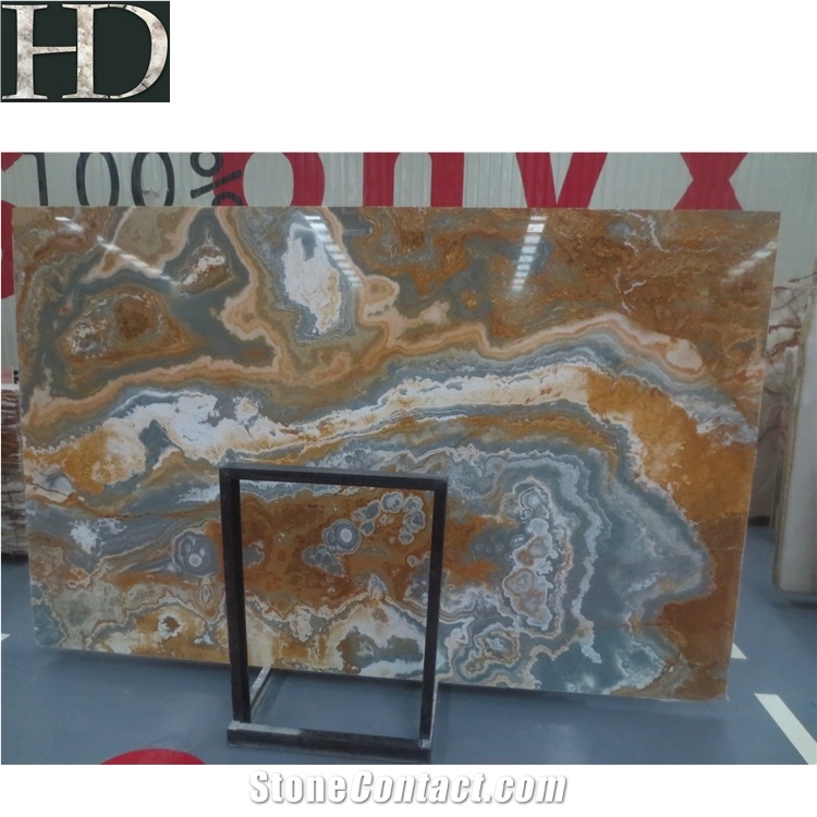 Blue Natural Onyx Stone Top Big Size Blue Onyx Slab for Background