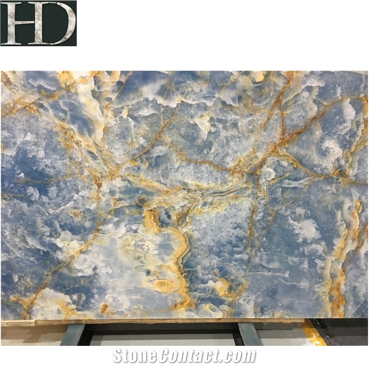 Blue Natural Onyx Stone Top Big Size Blue Onyx Slab for Background