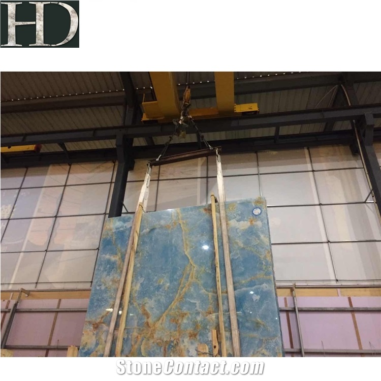 Blue Natural Onyx Stone Top Big Size Blue Onyx Slab for Background