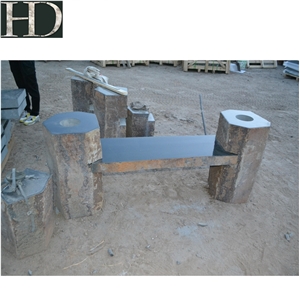 Granite Outdoor Stone Bench Volcanic Rocks Column Bench