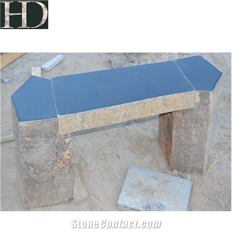 Granite Outdoor Stone Bench Volcanic Rocks Column Bench