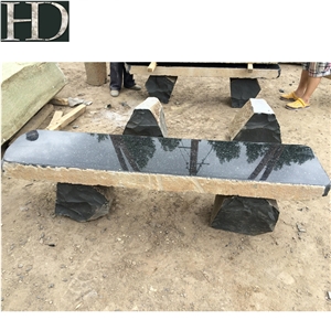 Granite Outdoor Stone Bench Volcanic Rocks Column Bench