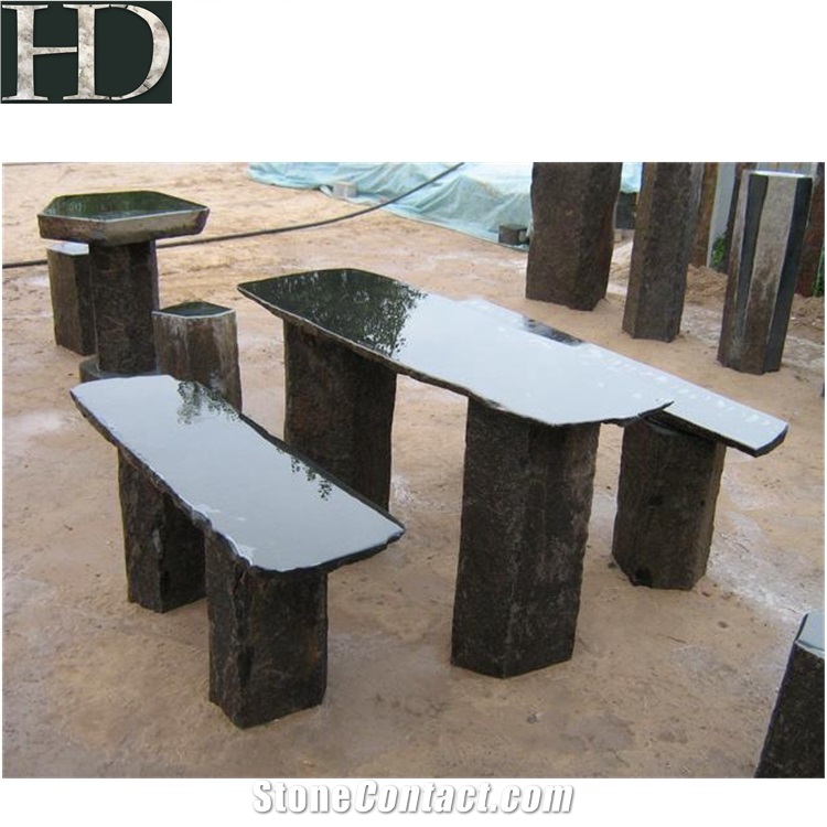 Granite Outdoor Stone Bench Volcanic Rocks Column Bench