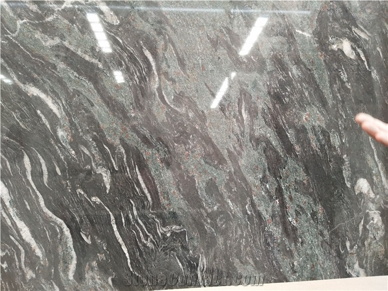 Multicolour Grain Green Grey Granite Slabs,Karcher Grey Granite Tiles