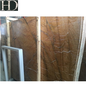 Rainforest Brown Marble Slab, Antique Finish Marble Slab