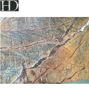 Rainforest Brown Marble Slab, Antique Finish Marble Slab