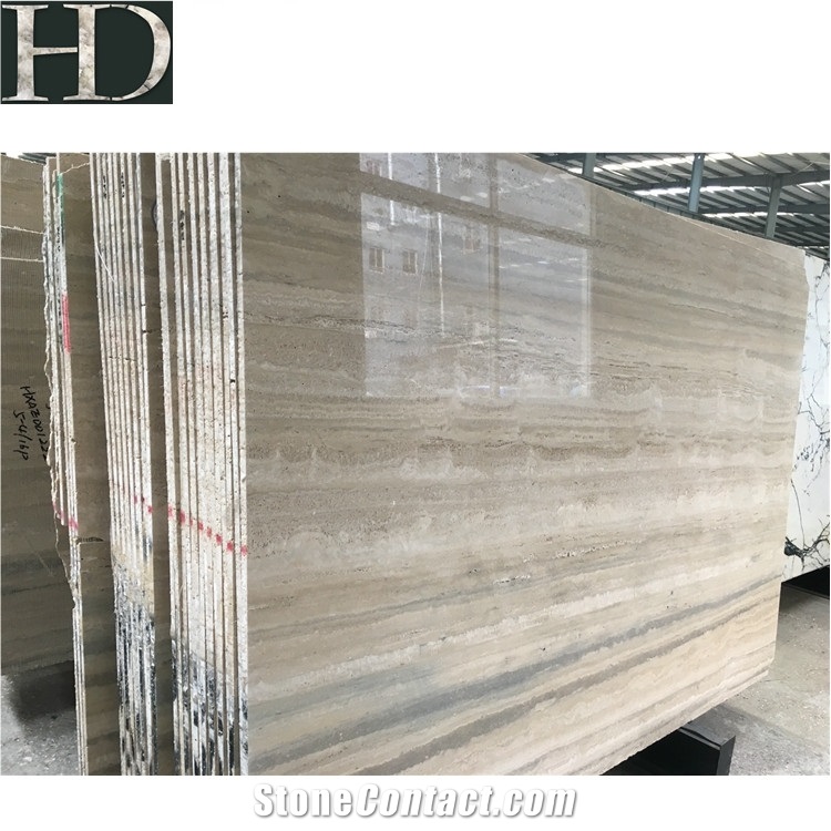 Top Quality Natural Stone Slab Italy Silver Grey Travertine Slab