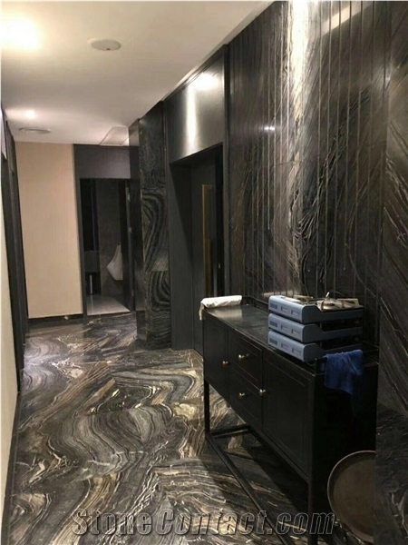 Chinese Black Wooden Marble Slab and Cut to Size