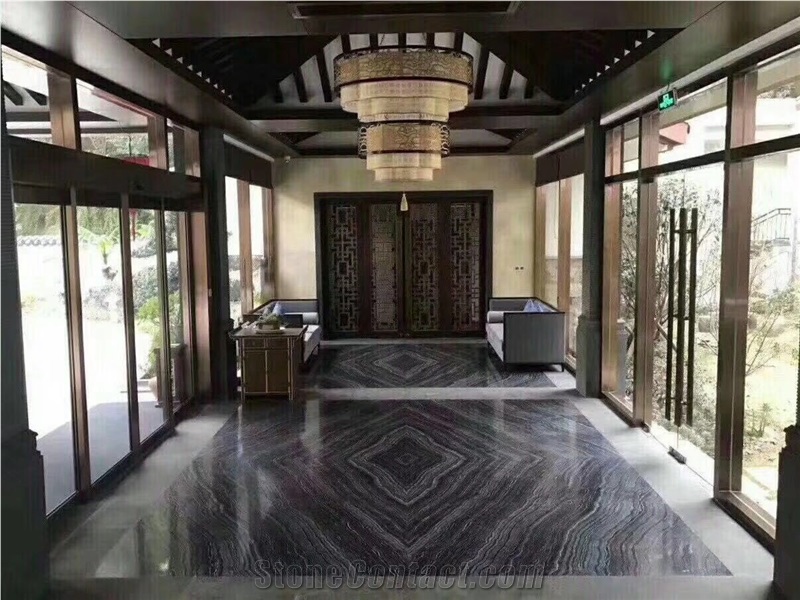 Chinese Black Wooden Marble Slab and Cut to Size